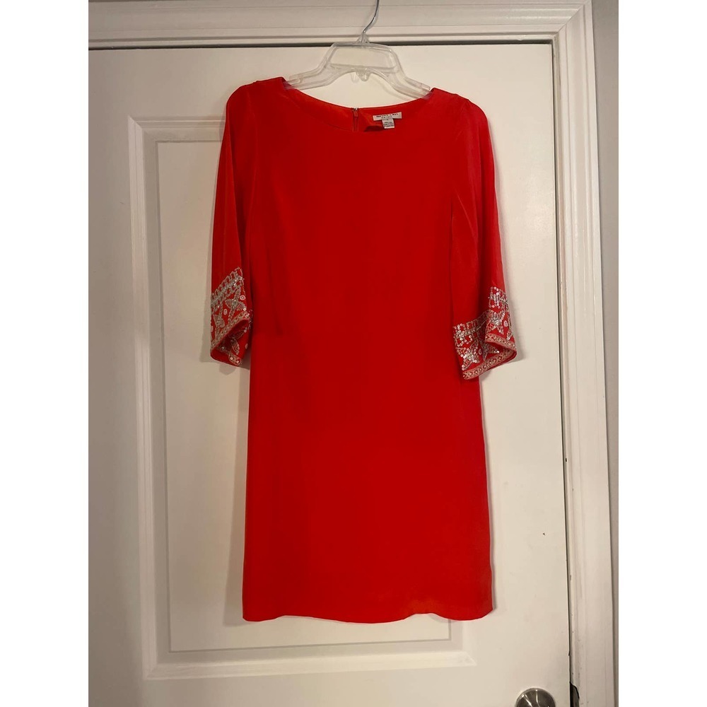 Nieves Lavi New York 100%‎ Silk Red-Orange Mini Dress
